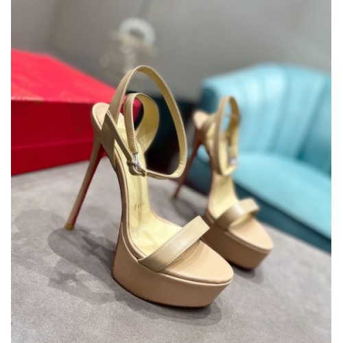 Louboutin beige leather 12mm heels