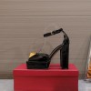 Valentino One Stud black patent leather platform heels