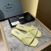 Prada brushed yellow leather slides