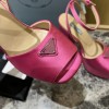 Prada pink satin platform heels