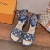 Louis Vuitton Blue Maia Wedge Sandals