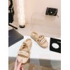 Chanel slippers beige in raffia