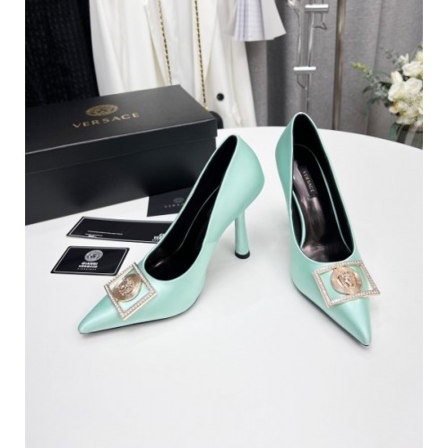 Versace Medusa blue pumps