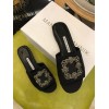 Manolo Blahnik Black Marta Crystal Buckle Silk Sandals