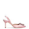 Manolo Blahnik Pink Satin slingback heels