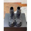 Chanel gray CC boots