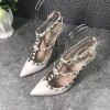 Valentino white - gold rockstud heels 10cm