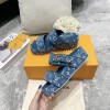 Louis Vuitton Flatforms denim blue/ black