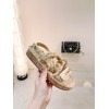 Chanel slippers beige in raffia