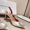 AMINA MUADDI Camelia Satin White 105 Sling Heel