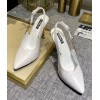 Versace White Leather Safety-Pin Pointed Toe Slingback Heels