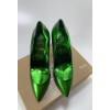 Louboutin Green Hot Chick 100mm Metallic Heels