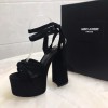 YSL Black Suede Paige Platform Heels