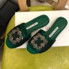 Manolo Blahnik Green Marta Crystal Buckle Silk Sandals