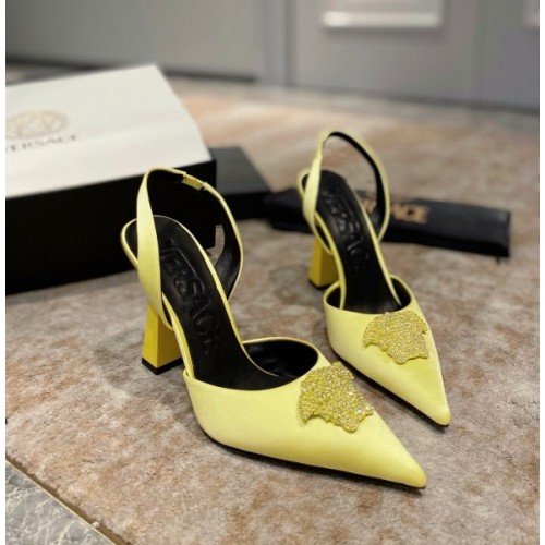 Versace La Medusa sling back yellow heels