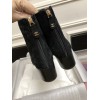 Chanel black suede leather boots