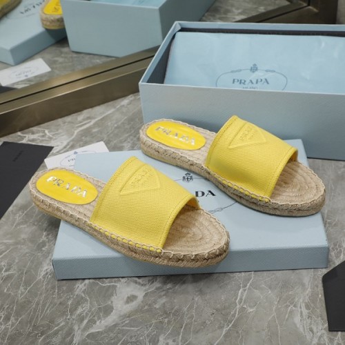 Prada Yellow Espadrille Slides