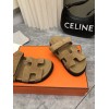 Hermes Chypre brown suede sandal