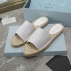 Prada White Espadrille Slides