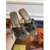 Hermes slipper dark brown leather