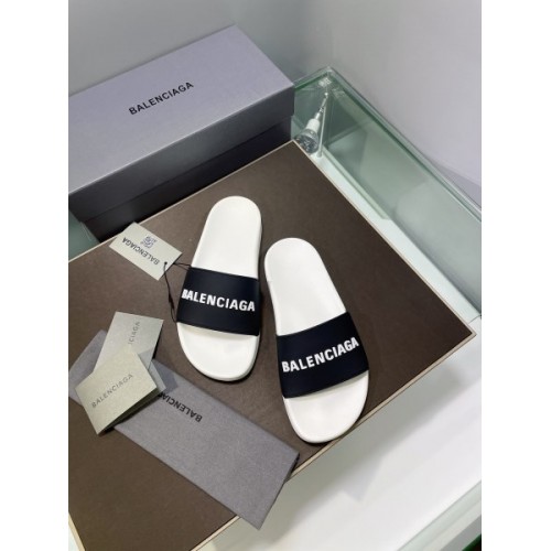 Balenciaga white/ black slippers