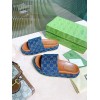 Gucci blue denim flatform slippers