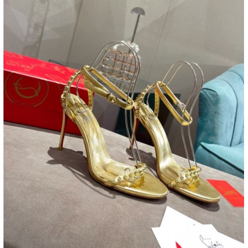 Christian Louboutin So Me 100 Gold Ankle Strap Heel