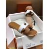 Hermes Slippers White/ Brown