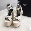 YSL White Paige Platform Heels