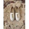 YSL white leather espadrilles flats