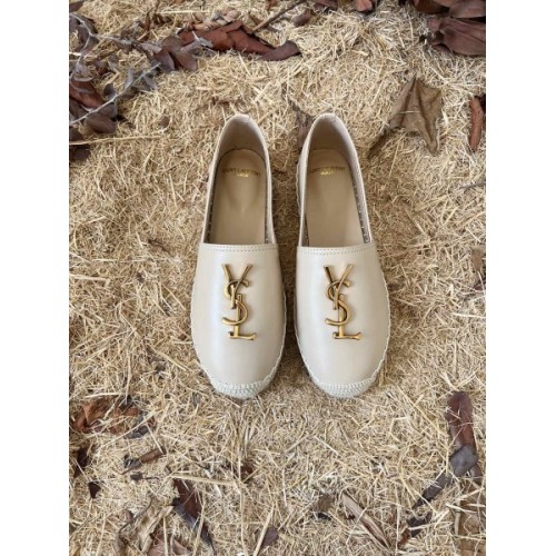 YSL white leather espadrilles flats