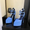 Versace ankle strap pumps blue heel