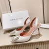 AMINA MUADDI Camelia Satin White 105 Sling Heel