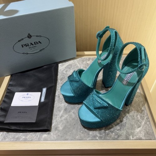 Prada Satin blue crystals heels 135 mm