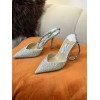 JIMMY CHOO Silver Saeda 100 Hotfix Heels