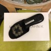 Manolo Blahnik Black Marta Crystal Buckle Silk Sandals
