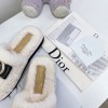 Dior white fur slippers