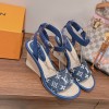 Louis Vuitton Blue Maia Wedge Sandals