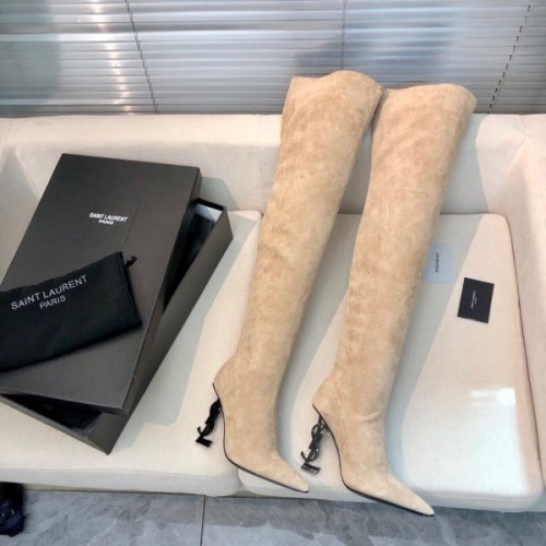 YSL beige high boots