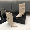 YSL white leather boots