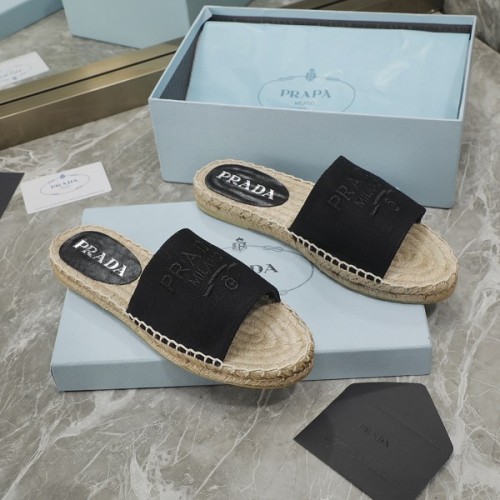 Prada Black Espadrille Slides