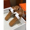 Hermes Slippers White/ Brown