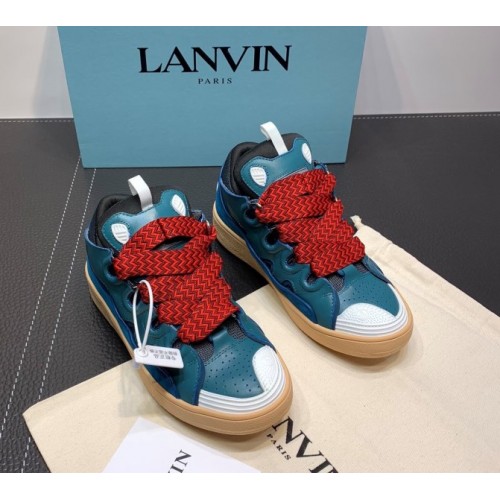 LANVIN Curb zigzag-laces blue sneakers