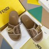 Fendi Feel Light Brown fabric slides