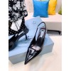 Prada black leather slingback heel 7.5cm