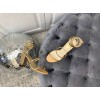 René Caovilla spiked spiral-ankle gold sandals 8cm