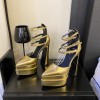 Versace ankle strap pumps gold heel