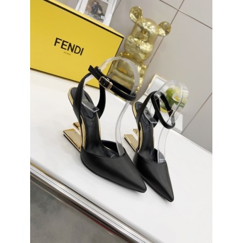 FENDI FIRST Fendace black leather heels 9.5cm