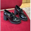 Prada high-heeled brushed chocolate leather loafers 85 mm