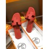 Hermes slipper red grain leather